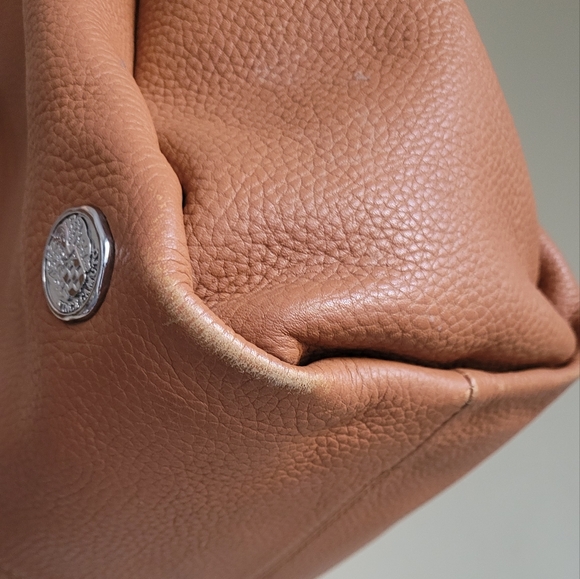 Vince Camuto tassled bag "Taja" tote chestnut brown pebbled genuine leather - Picture 6 of 15